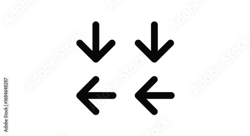 Four arrows pointing down and left, graphic resource for directions and navigation.