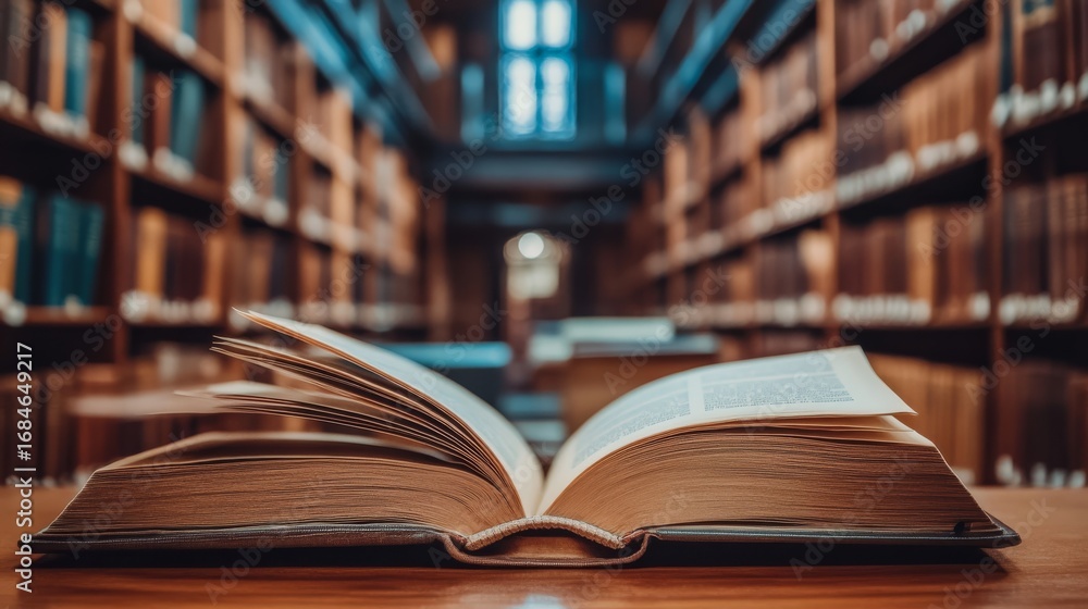 40.A warm, inviting academic workspace with various books opened to different subjects, some pages flipped mid-air. The background, though blurred, reveals an extensive library with classic wooden 40.A warm, inviting academic workspace with various books opened to different subjects, some pages flipped mid-air. The background, though blurred, reveals an extensive library with classic wooden