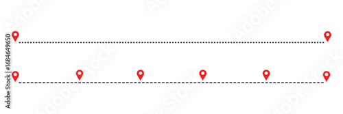 Dot line path route travel banner illustration with location map pin icon. Route location icon two pin sign and dotted line in eps 10.