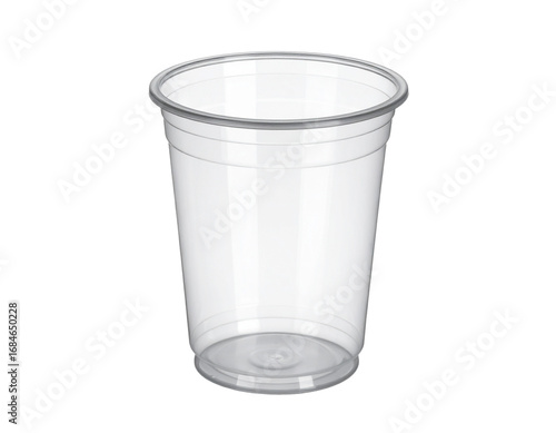 Wallpaper Mural A simple transparent plastic cup, a disposable drink container, isolated on a white background. Torontodigital.ca