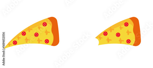  two slices of pizza.Vector pepperoni pizza slice. Fast food Illustration
