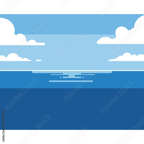 Abstract image of blue sky and sea: This vector graphic is a beautiful and elegant icon for branding a hotel, resort, spa, or any water-related business.