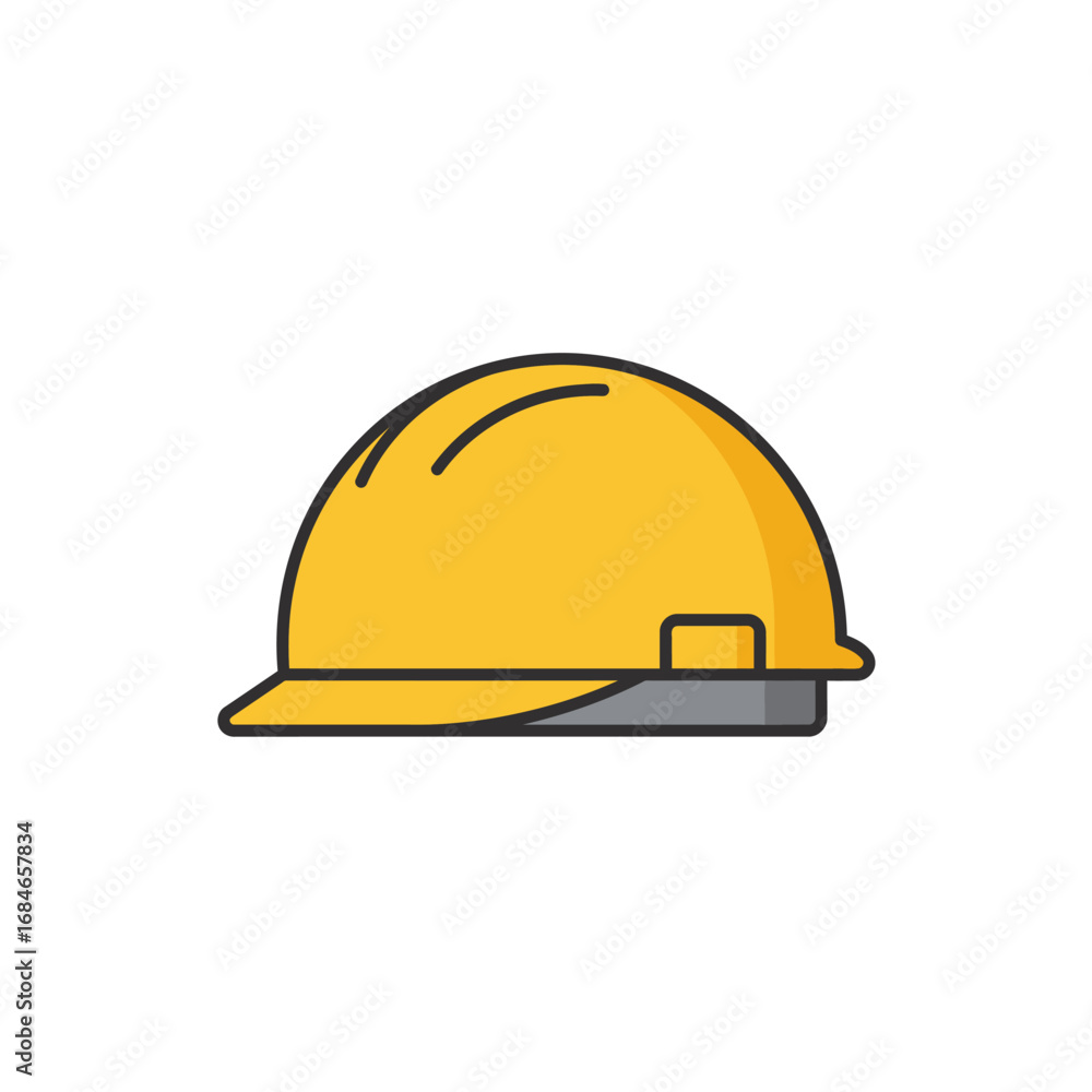 Fototapeta premium A bright yellow hard hat, essential personal protective equipment, symbolizes safety, construction, and industrial work environments, ensuring worker security.