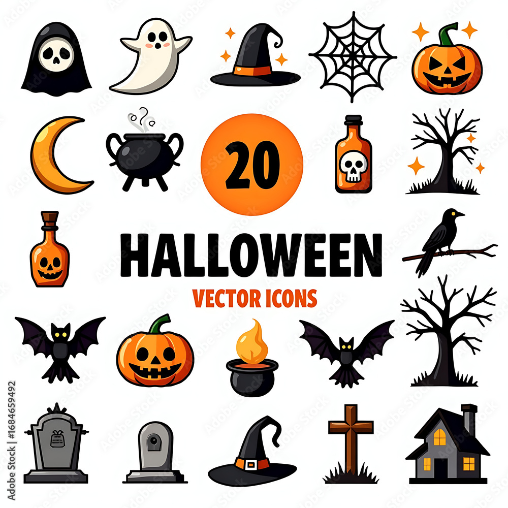 Fototapeta premium set of halloween icons