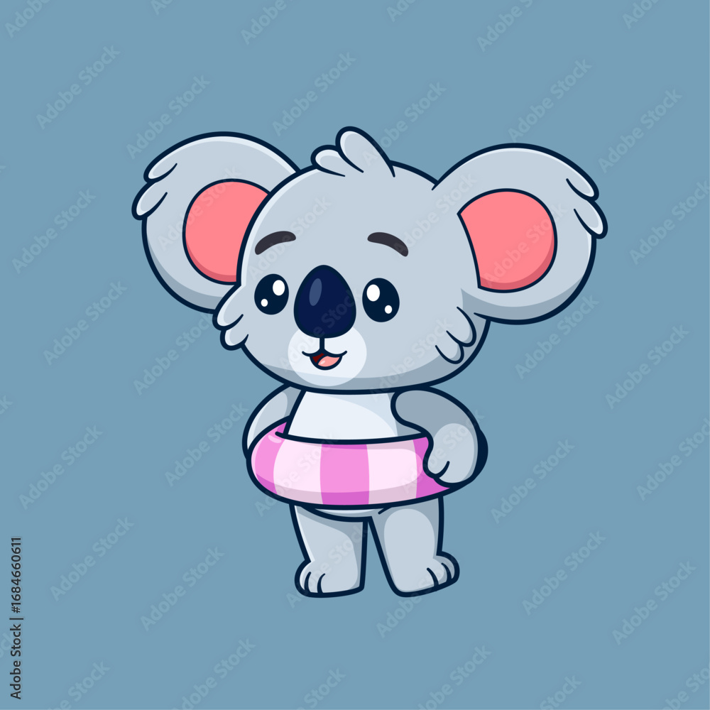 Fototapeta premium Cute koala with inflatable ring