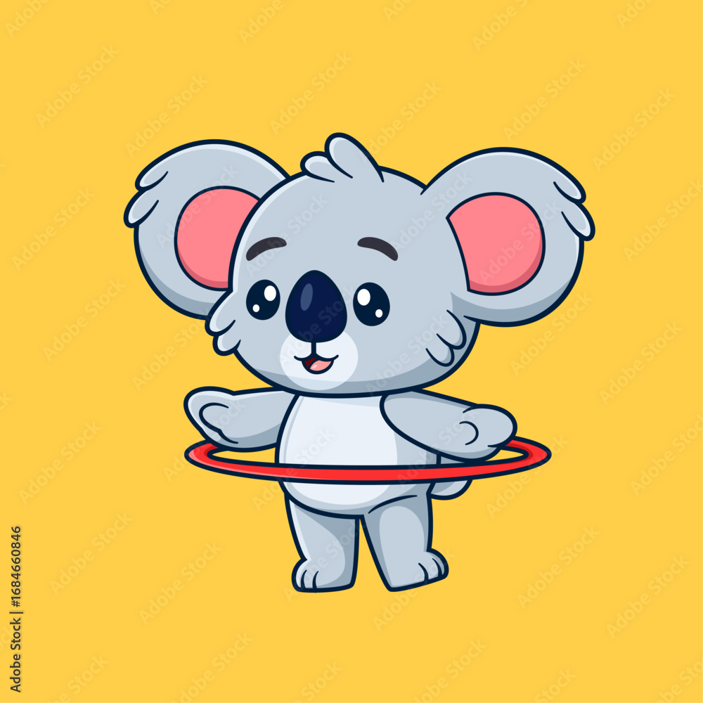 Fototapeta premium Cute koala Playing Hula Hoop Cartoon