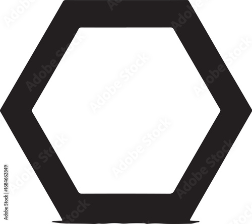 Hexagon Frame in silhouette white background in silhouette.