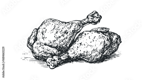 Drawn Chicken Legs Drumstick on Transparent Background. Vector hand drawn illustration