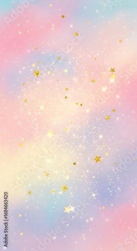 Pastel Galaxy Background With Golden Stars And Sparkles image photo