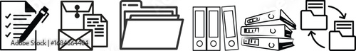 Folder icon set. Documents directory. Desktop icons. My computer PC shortcut signs. System software and devices. New eleven inspired vector illustrations.Document symbol icon for website design.