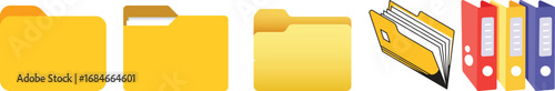 Folder icon set. Documents directory. Desktop icons. My computer PC shortcut signs. System software and devices. New eleven inspired vector illustrations.Document symbol icon for website design.