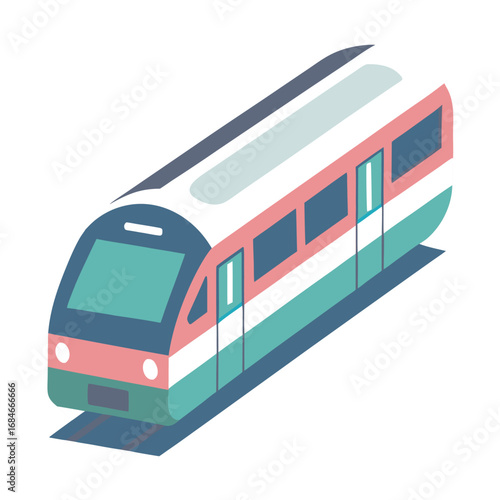 Minimal flat icon of a metro train in pastel green colors