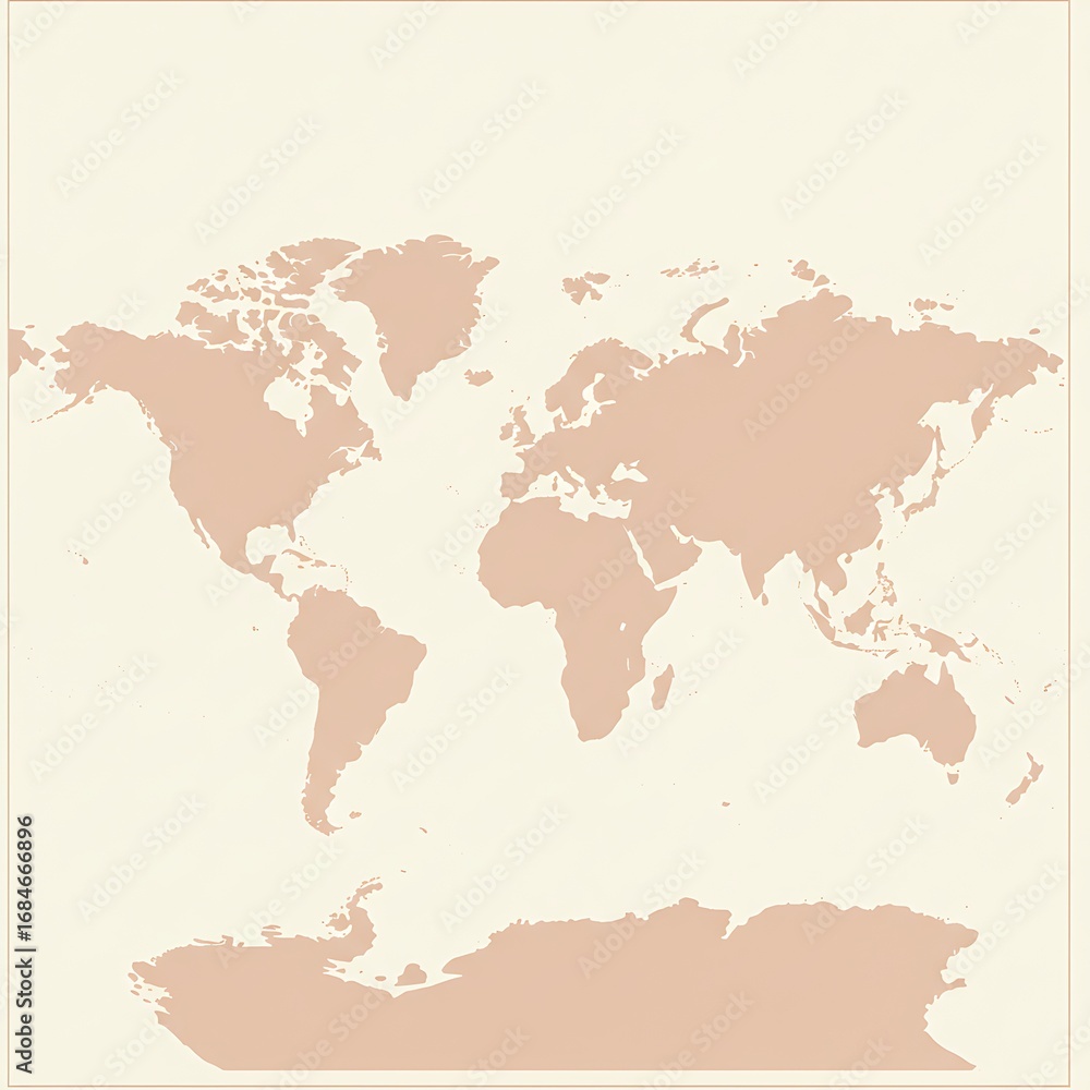 Obraz premium 淡彩の世界地図: 静謐な地球