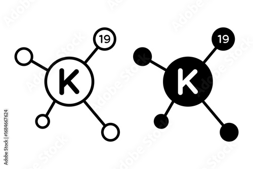 Potassium icon, Potassium vector outline and stroke. flat vector illustration design isolated on white background.