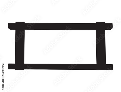 Wooden Rustic Frame in silhouette white background.
