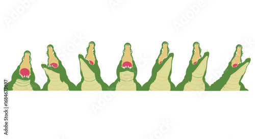 Playful alligators with open mouths create a vibrant, animated border for fun designs