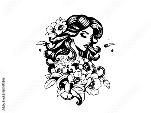 girl with flowers
