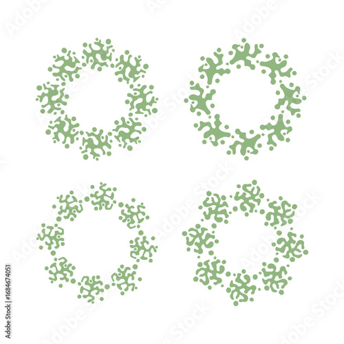 Green abstract circle line art frame decoration isolated flat design.