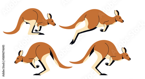Dynamic kangaroos bounding with energy, perfect for Australian themes and wildlife concepts.