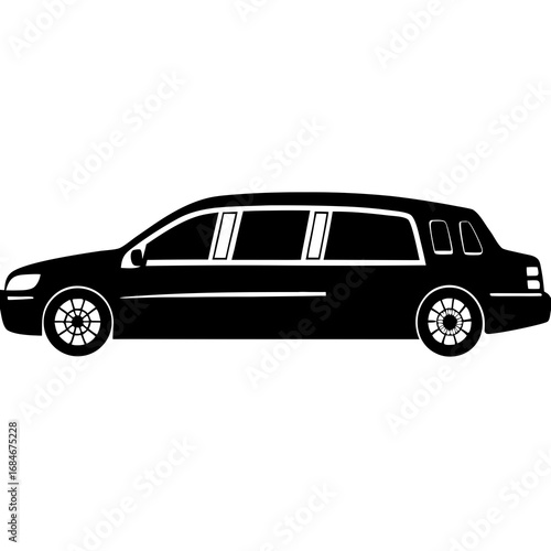Black limousine car elegant silhouette vector