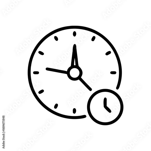 Time Management: A concise illustration of time, depicting a classic clock face, coupled with a secondary, smaller clock. This design emphasizes concepts of deadlines, efficiency, and scheduling.