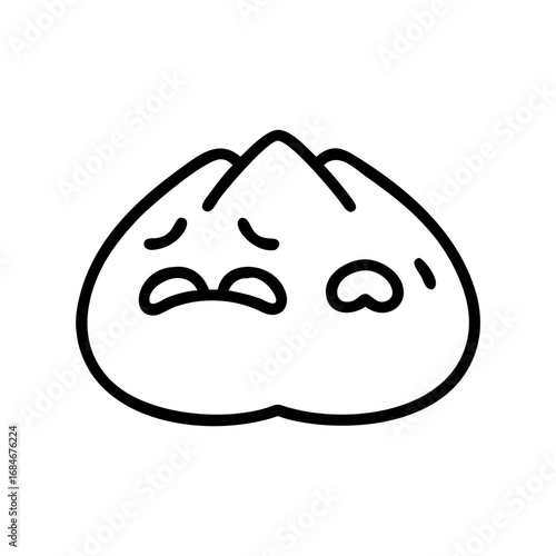 Sad bun: A simple yet poignant illustration of a bun, its expressive eyes and downturned mouth conveying a sense of sadness.