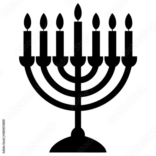 Menorah with seven glowing candles seven candles religious symbol