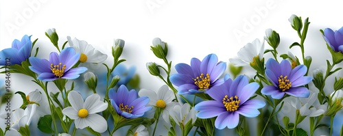 Dainty wildflowers forming a gentle border concept. Vibrant flowers in bloom, showcasing nature's colorful beauty.