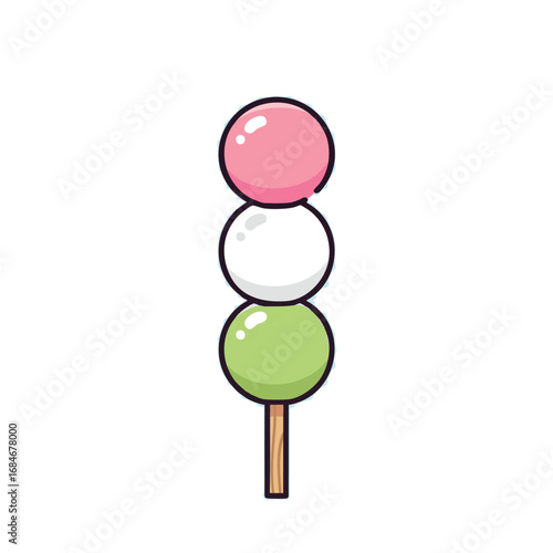 Japanese Dango Skewer Vector – Cute Flat Cartoon Sweet Illustration