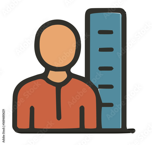 Flat icon representing personal growth and measurement.