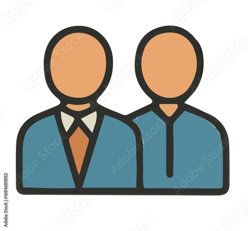 Iconic representation of two business professionals.