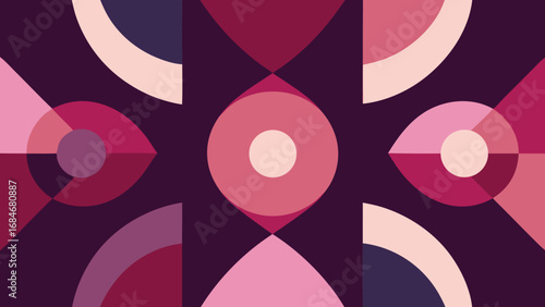 Geometric Abstract Design with Circles and Triangles in Pink and Purple Hues pattern