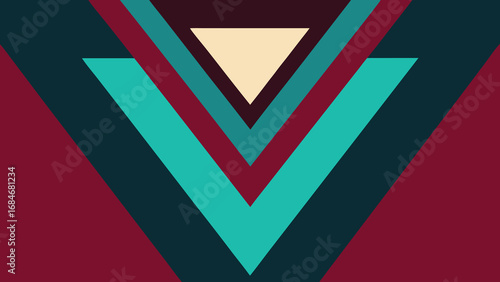 Geometric Abstract Design with Teal Burgundy and Cream Triangles background pattern