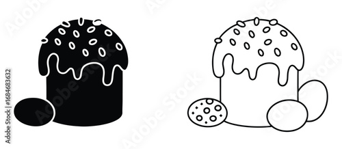 Solid glyph vector icon of a sweet muffin or cupcake for a bakery dessert representing a delicious homemade pastry and party snack food