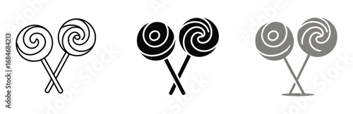 black and white lollipop with  spiral design on   white background in   simple vector graphic