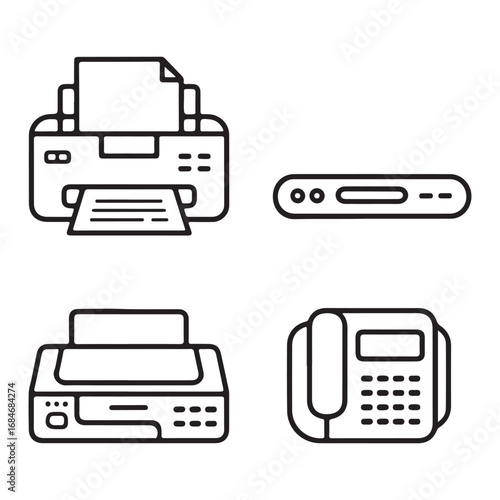 Modern office printer and copier icons