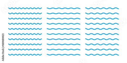 Wavy curve zig zag line pattern. Wave ornament pattern. Blue zig zag pattern Set of thin line waves. Set of wavy zigzag lines. Wave thin line.