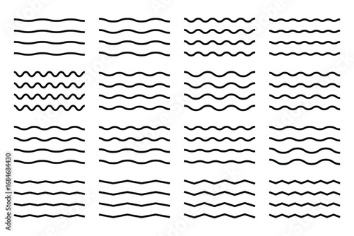 Wavy zigzag lines set. Vector wavy and zigzag horizontal underline. Waves lines collection. zigzag line pattern with seamless wave texture