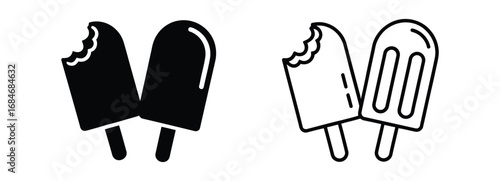 Trendy glyph style icon showing cold popsicle treat