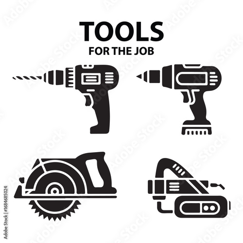 Power tools icon set black vector