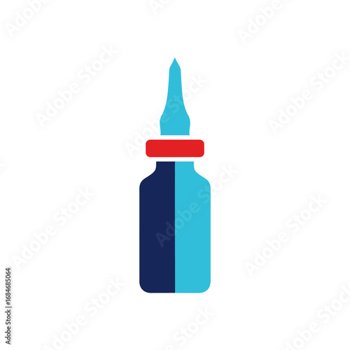 Nasal Spray Bottle Icon: Blue Red and Dark Blue Design.
