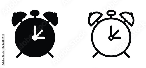 Simple illustration of a black alarm clock icon