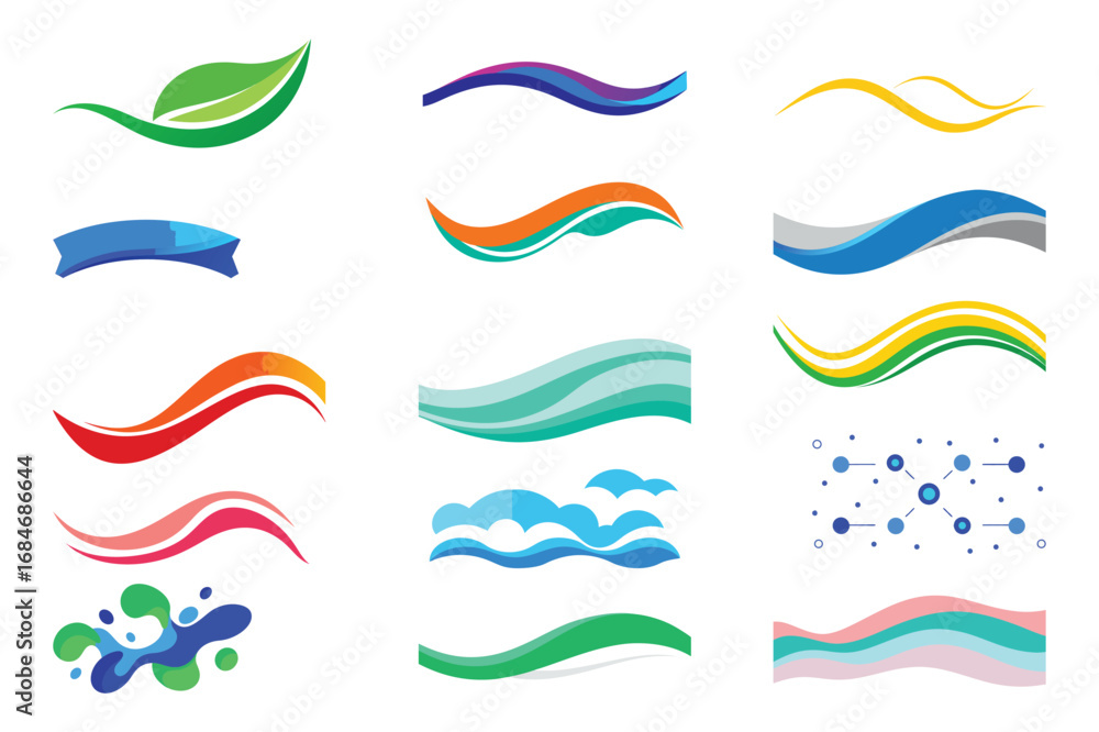 Naklejka premium Colorful Abstract Wave Line Banner and Ribbon Vector Collection
