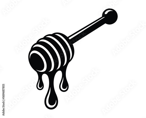 Honey dipper vector illustration dripping honey sweet food icon