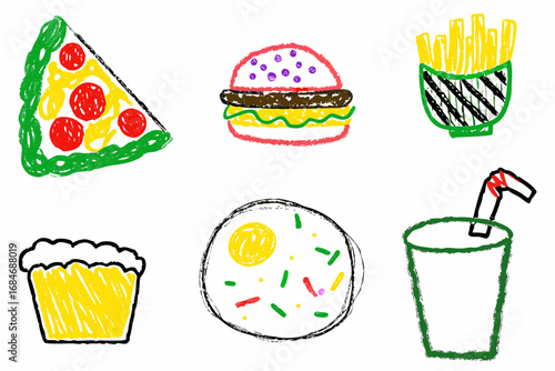 Drawn Fast Food and Drink