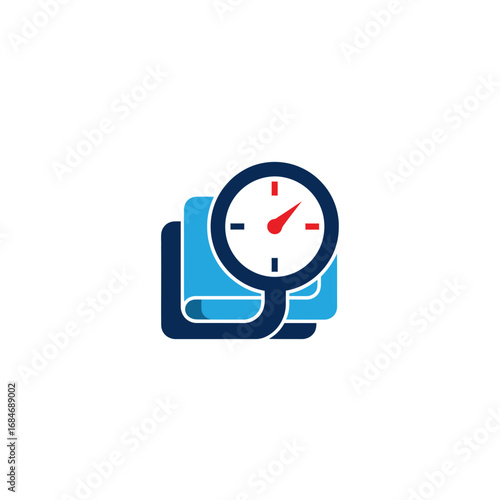 Pressure Gauge on Stack of Books Knowledge Measurement Icon.