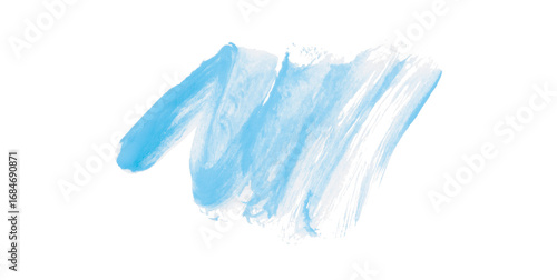 Light blue watercolor composition on transparent background. Hand drawn brush strokes and texture. Abstract brush strokes. Liquid ink pattern.