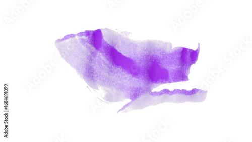 Purple watercolor composition on transparent background. Hand drawn brush strokes and texture. Abstract brush strokes. Liquid ink pattern.
