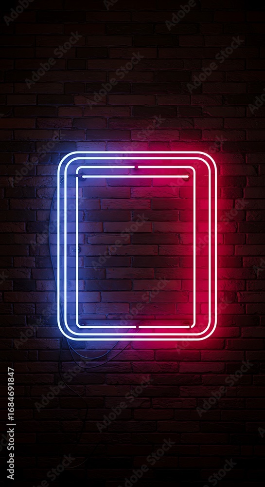 Obraz premium 煉瓦壁に映えるネオンサイン