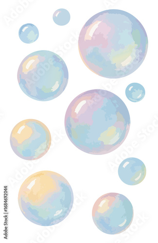 Wallpaper Mural Watercolor Style Soap Bubbles, Isolated Background. Transparent and Shiny Bubble Elements for Decoration and Poster Design Torontodigital.ca